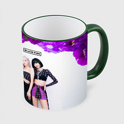 Кружка 3D Blackpink flowers, цвет: 3D-зеленый кант