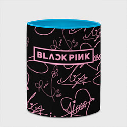 Кружка 3D Блэкпинк - розовые автографы, цвет: 3D-белый + небесно-голубой — фото 2