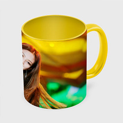 Кружка 3D Blackpink Jennie Kim, цвет: 3D-белый + желтый