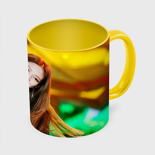 Кружка цветная Blackpink Jennie Kim / 3D-Белый + желтый – фото 1