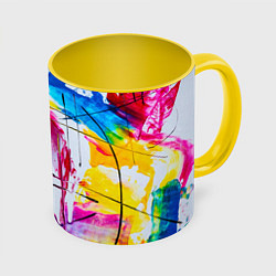 Кружка 3D Красочный принт, цвет: 3D-белый + желтый