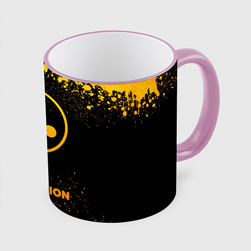 Кружка цветная Evangelion - gold gradient / 3D-Розовый кант – фото 1