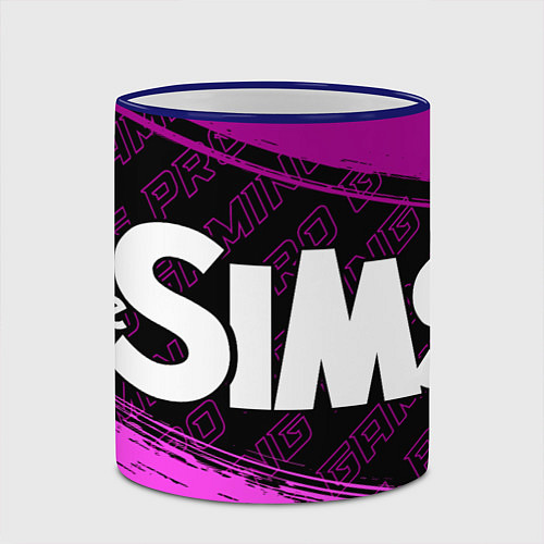 Кружка цветная The Sims pro gaming: надпись и символ / 3D-Синий кант – фото 2