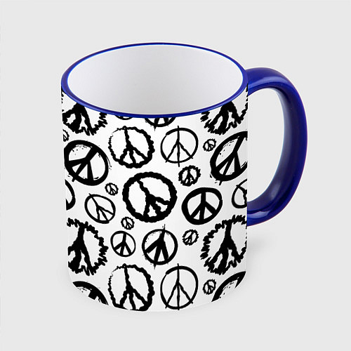 Кружка цветная Many peace logo / 3D-Синий кант – фото 1