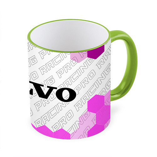 Кружка цветная Volvo pro racing: надпись и символ / 3D-Светло-зеленый кант – фото 1