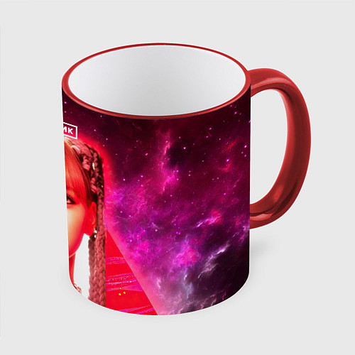 Кружка цветная Lisa Blackpink space / 3D-Красный кант – фото 1