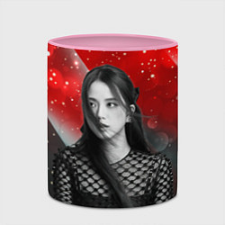 Кружка 3D Jisoo black red background, цвет: 3D-белый + розовый — фото 2