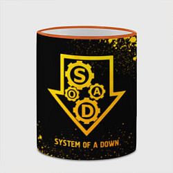 Кружка 3D System of a Down - gold gradient, цвет: 3D-оранжевый кант — фото 2