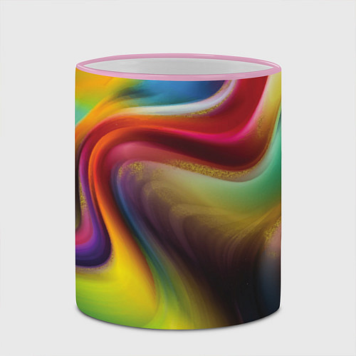 Кружка цветная Rainbow waves / 3D-Розовый кант – фото 2