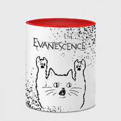 Кружка 3D Evanescence рок кот на светлом фоне, цвет: 3D-белый + красный — фото 2