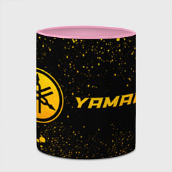 Кружка 3D Yamaha - gold gradient: надпись и символ, цвет: 3D-белый + розовый — фото 2