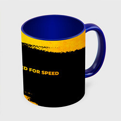 Кружка 3D Need for Speed - gold gradient: надпись и символ, цвет: 3D-белый + синий