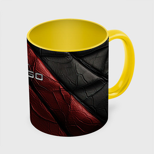 Кружка цветная CS GO dark red texture / 3D-Белый + желтый – фото 1