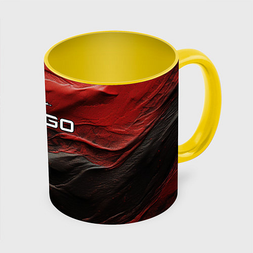 Кружка цветная Dark red CS GO / 3D-Белый + желтый – фото 1
