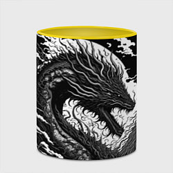 Кружка 3D Черно-белый дракон и волны, цвет: 3D-белый + желтый — фото 2