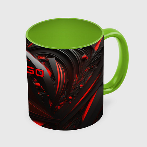 Кружка цветная CS GO red and black / 3D-Белый + светло-зеленый – фото 1