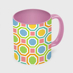 Кружка 3D Color geometria, цвет: 3D-белый + розовый