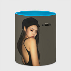 Кружка 3D Blackpink Jennie in cap, цвет: 3D-белый + небесно-голубой — фото 2