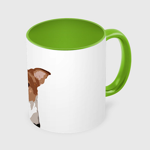 Кружка цветная Джек-рассел терьер / 3D-Белый + светло-зеленый – фото 1