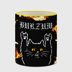 Кружка 3D Burzum рок кот и огонь, цвет: 3D-желтый кант — фото 2