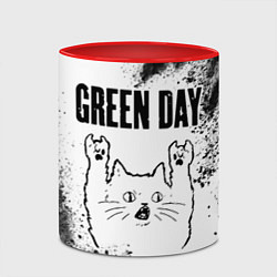 Кружка 3D Green Day рок кот на светлом фоне, цвет: 3D-белый + красный — фото 2