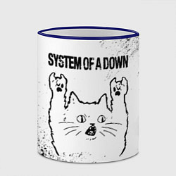 Кружка 3D System of a Down рок кот на светлом фоне, цвет: 3D-синий кант — фото 2