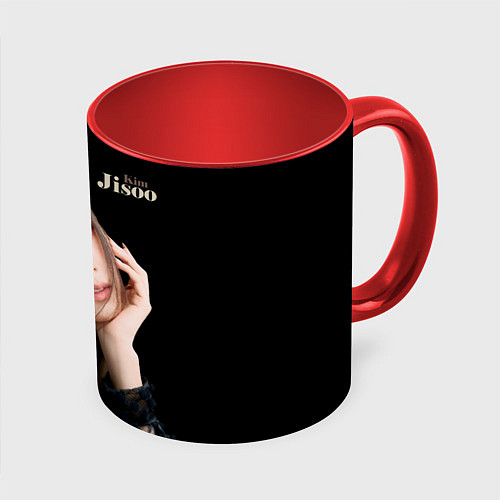 Кружка цветная Blackpink Cute Jisoo Kim / 3D-Белый + красный – фото 1