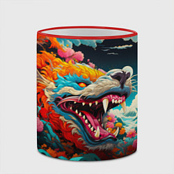 Кружка 3D Художественный дракон от нейросети, цвет: 3D-красный кант — фото 2