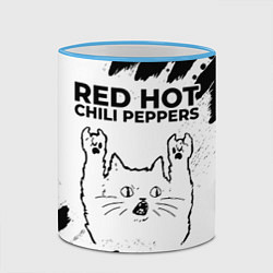 Кружка 3D Red Hot Chili Peppers рок кот на светлом фоне, цвет: 3D-небесно-голубой кант — фото 2