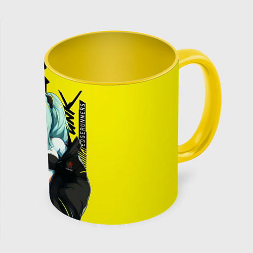 Кружка цветная Rebecca - Cyberpunk Edgerunners / 3D-Белый + желтый – фото 1