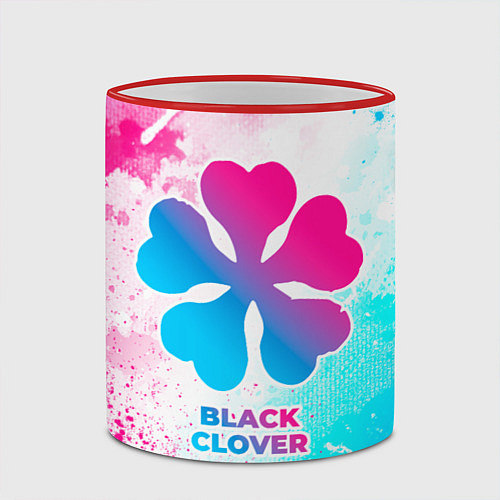 Кружка цветная Black Clover neon gradient style / 3D-Красный кант – фото 2