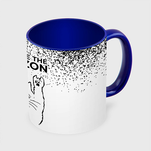 Кружка цветная Bring Me the Horizon рок кот на светлом фоне / 3D-Белый + синий – фото 1