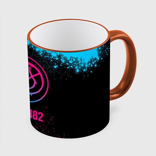 Кружка цветная Blink 182 - neon gradient / 3D-Оранжевый кант – фото 1