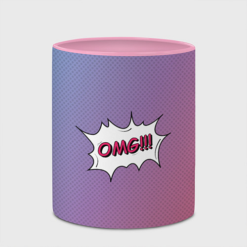 Кружка цветная OMG на градиенте сиреневом / 3D-Белый + розовый – фото 2
