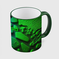 Кружка 3D CS GO green black abstract, цвет: 3D-зеленый кант
