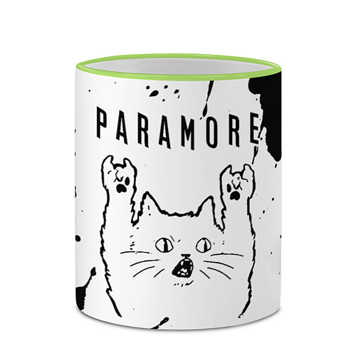 Кружка цветная Paramore рок кот на светлом фоне / 3D-Светло-зеленый кант – фото 2