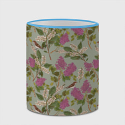 Кружка 3D Мухоловки и сирень, цвет: 3D-небесно-голубой кант — фото 2
