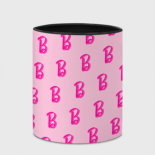 Кружка цветная Барби паттерн буква B / 3D-Белый + черный – фото 2