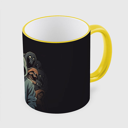 Кружка цветная Крик страха / 3D-Желтый кант – фото 1