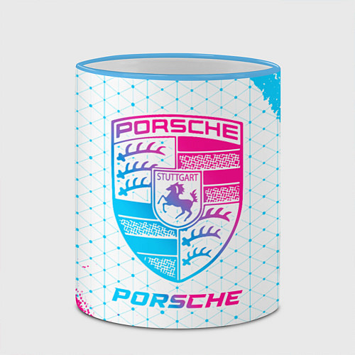 Кружка цветная Porsche neon gradient style / 3D-Небесно-голубой кант – фото 2