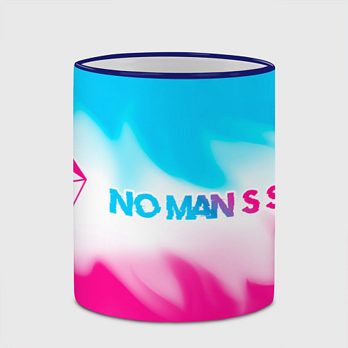 Кружка цветная No Mans Sky neon gradient style: надпись и символ / 3D-Синий кант – фото 2