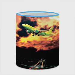 Кружка 3D Боинг 737 Суровый закат, цвет: 3D-небесно-голубой кант — фото 2
