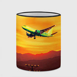 Кружка 3D S7 Боинг 737 Оранжевый закат, цвет: 3D-черный кант — фото 2