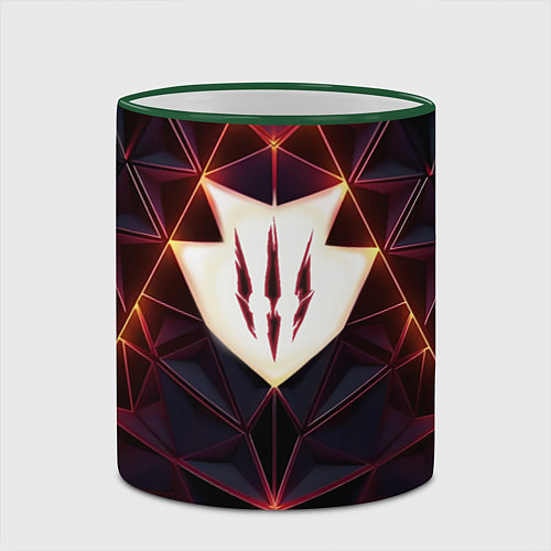 Кружка цветная The Witcher Logo Triangle / 3D-Зеленый кант – фото 2