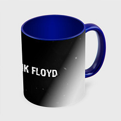 Кружка 3D Pink Floyd glitch на темном фоне: надпись и символ, цвет: 3D-белый + синий