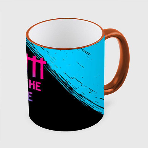 Кружка цветная Depeche Mode - neon gradient / 3D-Оранжевый кант – фото 1