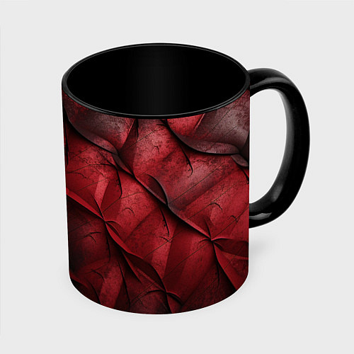 Кружка цветная Black red texture / 3D-Белый + черный – фото 1