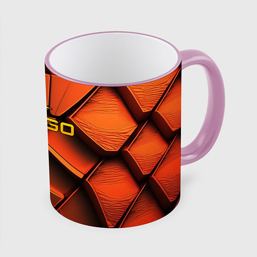 Кружка цветная CSGO orange logo / 3D-Розовый кант – фото 1