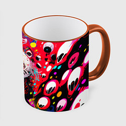 Кружка 3D Сумасшедшая аниме девочка от нейросети, цвет: 3D-оранжевый кант