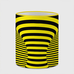 Кружка 3D Осиная талия - полосатая иллюзия, цвет: 3D-желтый кант — фото 2